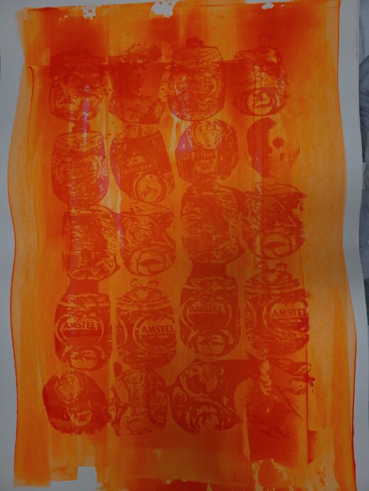 Beers & skull print - Neon orange & pink (2)