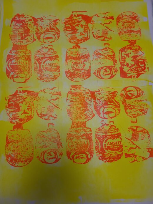 Beers & skull print - Neon yellow & orange (1)