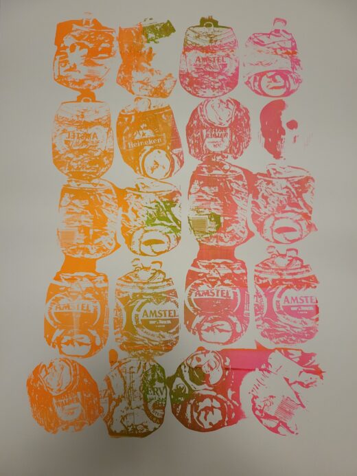 Beers & Skull print - multi color ( neon pink, green, neon yellow, orange) 2