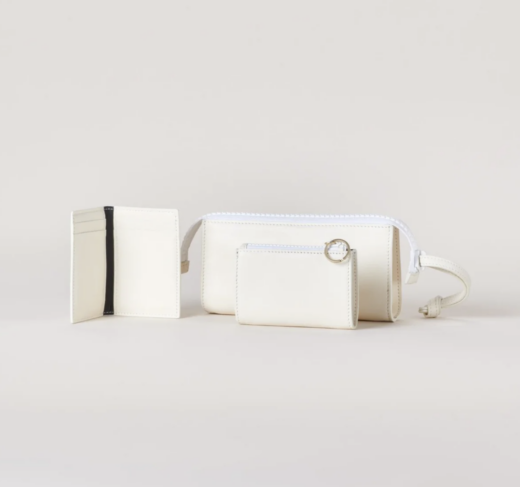 Harmin On The Go Wallet Set in Chalk White with White Zipper