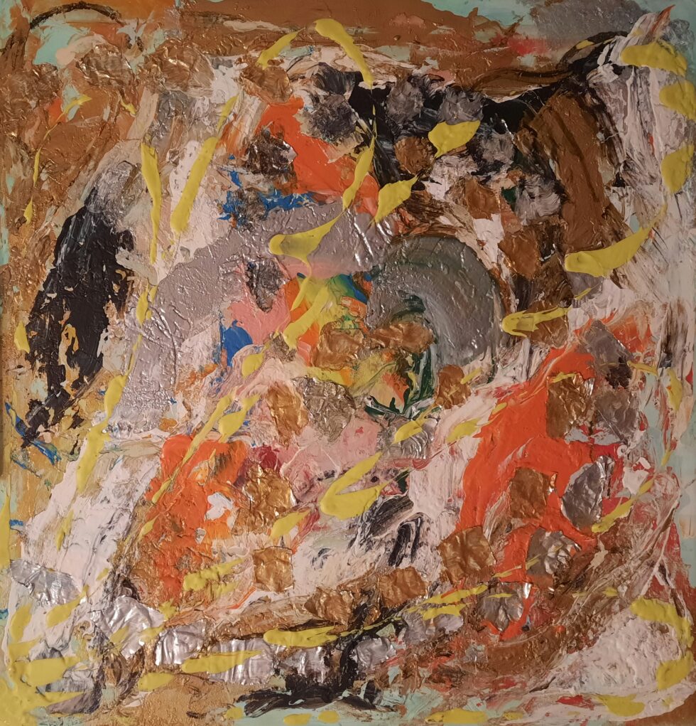 Acrylic, Abstract, sunflower, 39x39 canvas