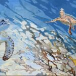 Seaturtles in the clear light of the Ocean