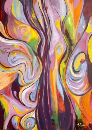 A vibrant wooden structure, in an abstract vision