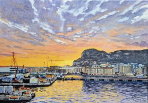 Sunrise behind Gibraltar