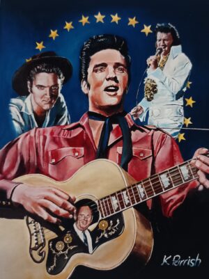 "The King" original oil painting on canvas size 20in x 16in (50cm x 40cm) portrait montage copyright 1996